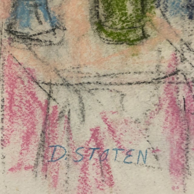 Expressionism Original Vintage Male Nude Charcoal Pastel Drawing Signed For Sale - Image 3 of 6