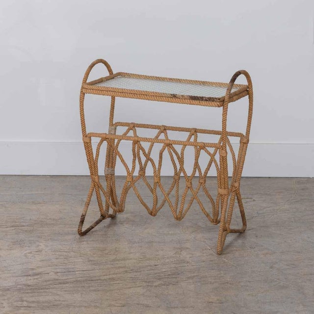 Adrien Audoux and Frida Minet 1960s French Rope Table and Magazine Rack by Audoux-Minet For Sale - Image 4 of 9