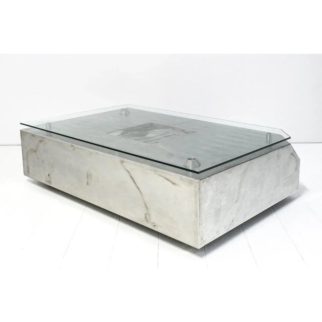 Gray Welding Art Coffee Table in Stainless Steel and Glass For Sale - Image 8 of 11