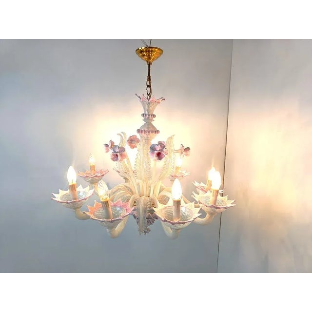 Vintage Floral Murano Glass Chandelier, 1950s For Sale - Image 9 of 10