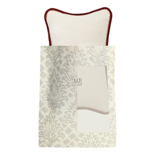 The Gift Micro Cushion in White Velvet with Brick Piping by Lorenza Briola for Lo Decor For Sale