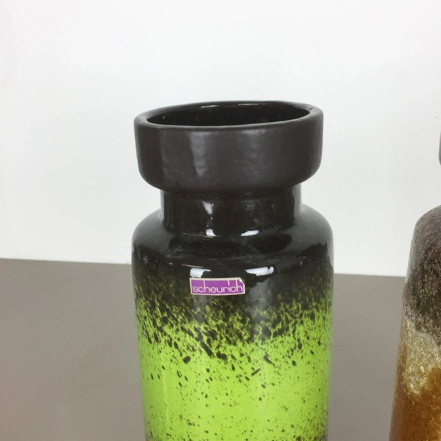 1970s Vintage German Pottery Fat Lava Vases from Scheurich, 1970s, Set of 2 For Sale - Image 5 of 12