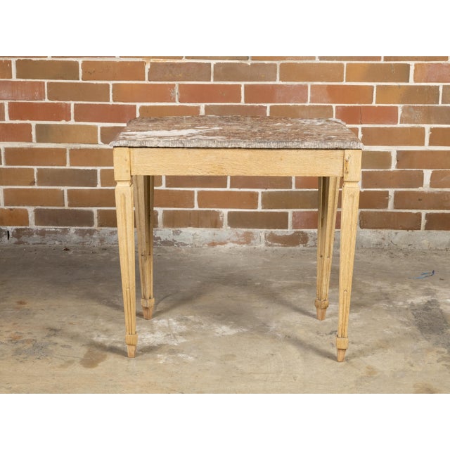 Beige Italian Neoclassical 19th Century Bleached Oak Console Table with Red Marble Top For Sale - Image 8 of 11