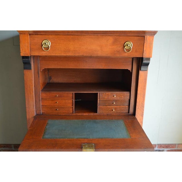 Antique Oak Empire Secretaire Desk For Sale - Image 4 of 14