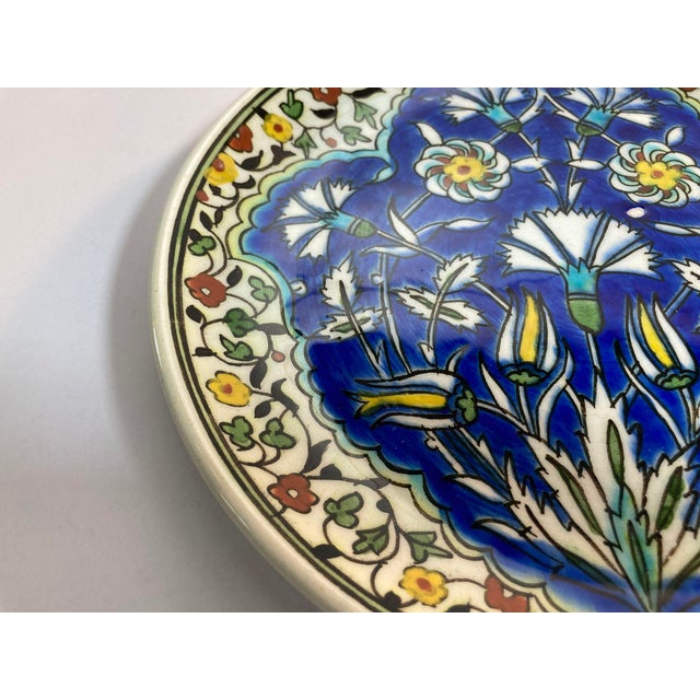 Moorish Floral Design Polychrome Hand Painted Ceramic Decorative Plate For Sale - Image 10 of 12