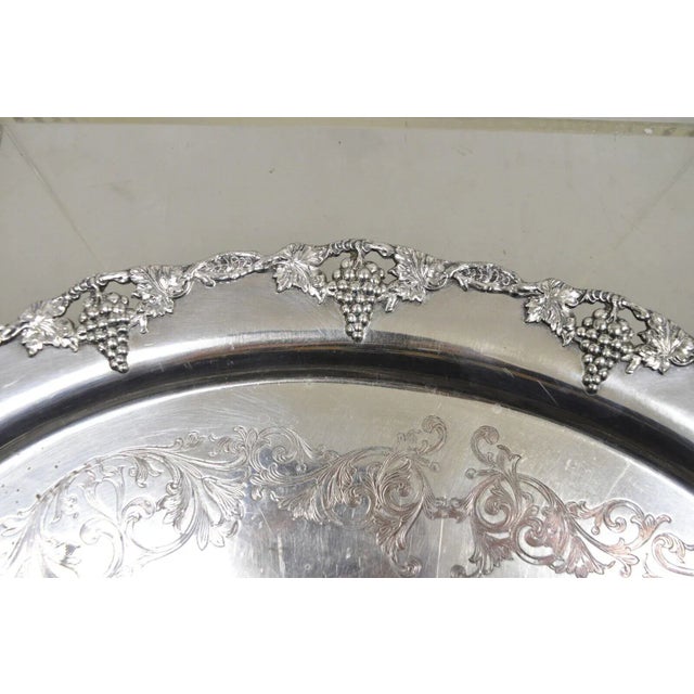 Silver Vintage English Victorian Silver Plated Twin Handle Serving Platter Tray For Sale - Image 8 of 12