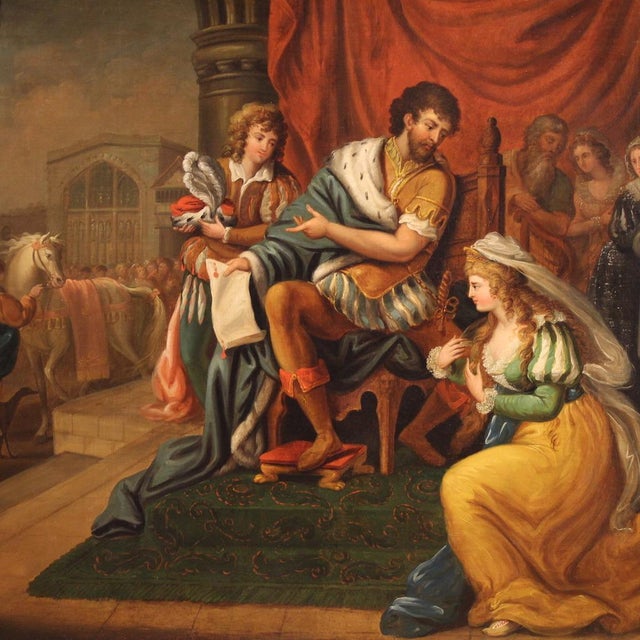 French Artist, Solomon and the Queen of Sheba, 1830, Oil on Canvas, Framed For Sale - Image 4 of 15