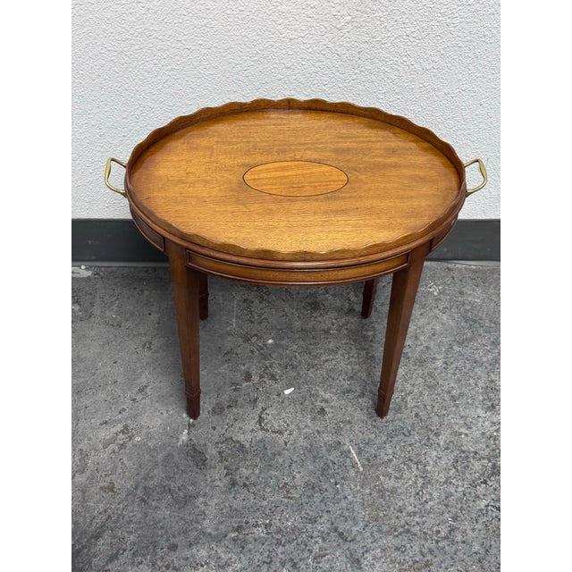 Kittinger 20th Century Oval Side Table With Scalloped Gallery For Sale - Image 11 of 12