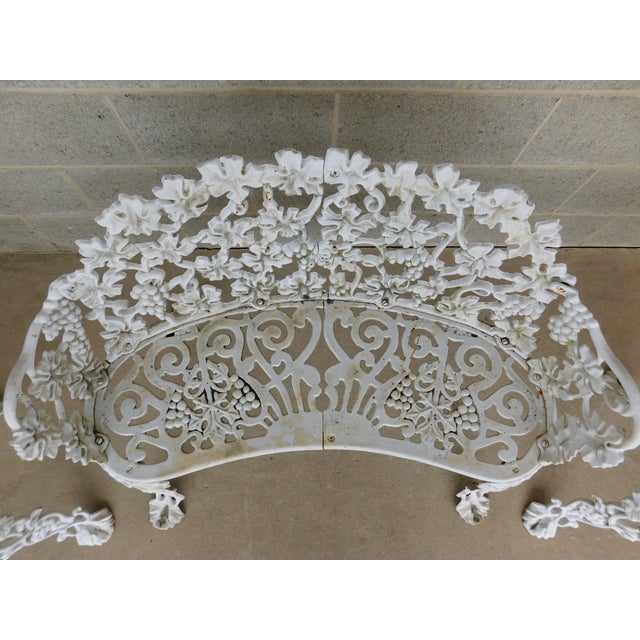 American Vintage Grape Vine Pattern Cast Iron 3 Pc Garden Chair Set For Sale - Image 3 of 18