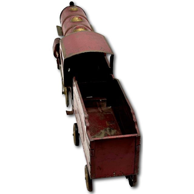 Excellent Large Early 1900s Antique American Pressed Steel Locomotive "Hill Climber" Toy Train - 25 Inches Long For Sale - Image 9 of 18