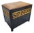 Vintage Wood, Wicker, Bamboo Greek Key Black Brown Padded Footstool Storage Box For Sale