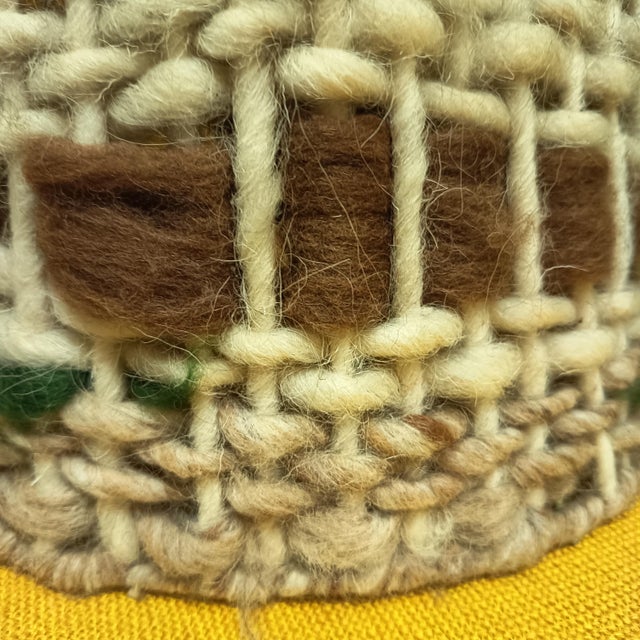 Metal Tall Conical Floor Lamp Shade in Brutalist Wool Weave, 1970s For Sale - Image 7 of 14
