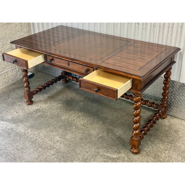 Vintage Rustic Barley Twist Writing Desk For Sale In New York - Image 6 of 12