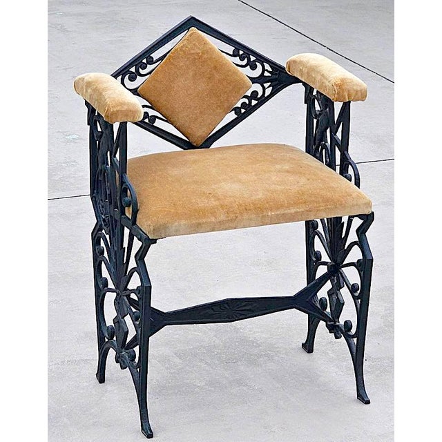 Metal Vintage Art Deco Cast Iron “Paradise Bird” Vanity Chair / Dressing Stool For Sale - Image 7 of 18