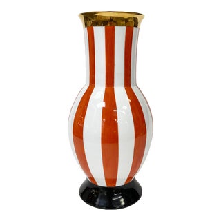 Currey and Company De Luca Small Coral Stripe Vase For Sale