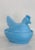 Blue Slag Glass Chicken Hen on Nest Small Covered Dish For Sale - Image 12 of 12