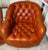Traditional Vintage 1980s Pair of Cognac Tufted Barrel Club Chairs by Classic Leather Inc., Hickory Nc – Top Grain Leather on Brass Shepherd Casters For Sale - Image 3 of 17