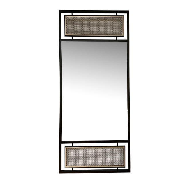 Revelation Modern Black and Gold Metal It’s a Mesh Wall Mirror For Sale