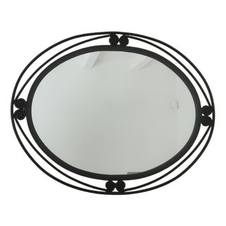 Black Wrought Iron Ornate Mirror, 1980s For Sale