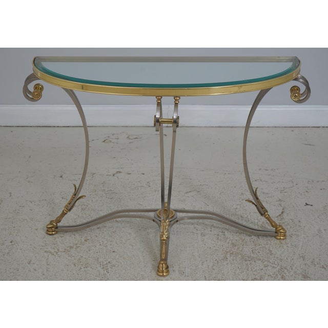 Age: Approx: 20 Years Old Details: Beveled Glass Top Hoof Feet Quality steel Frame w. Brass Details Stunning Designer...