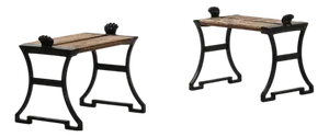 Trädgårdsmöbel Nr 2 Stools in Cast Iron and Painted Wood attributed to Folke Bensow, 1920, Set of 2