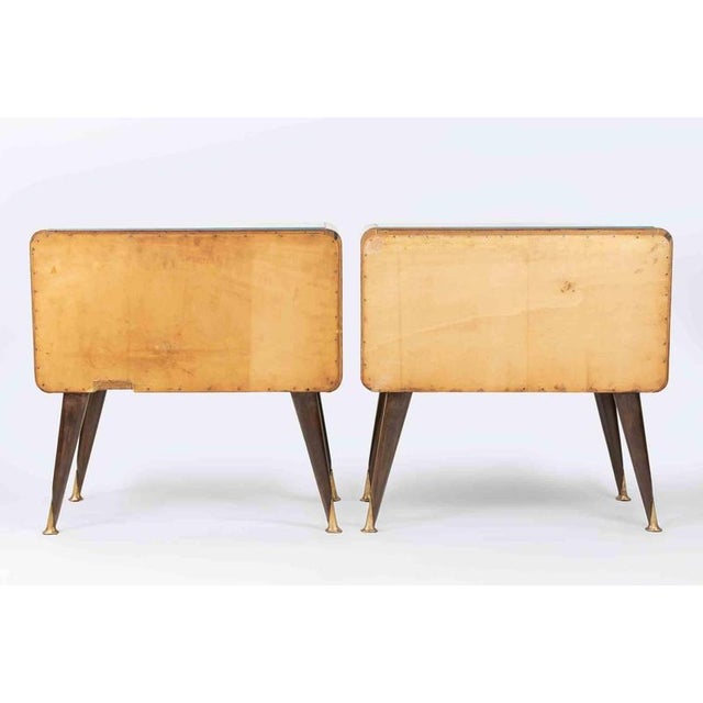 Vintage Italian Night Tables in Wood and Art Glass, 1950s, Set of 2 For Sale - Image 8 of 9