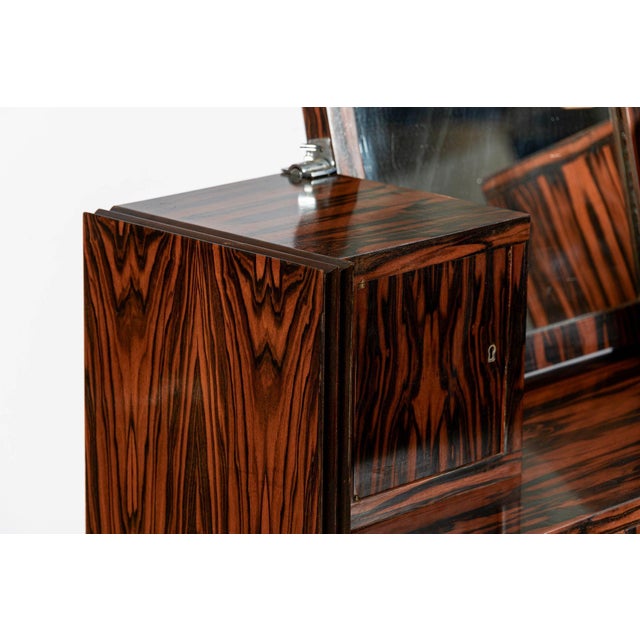 Antique French Art Deco Macassar Ebony Vanity Cabinet by Georges Champion, Attributed For Sale - Image 9 of 15