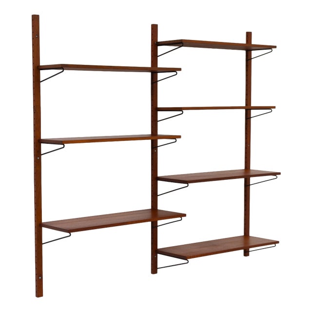 Vintage Danish Wall Mounted Teak Shelving System, 1960s For Sale