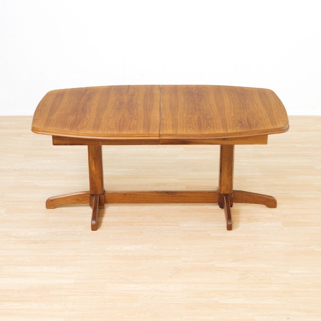 Wood Mid Century Scandinavian Teak Extending Dining Table For Sale - Image 7 of 12