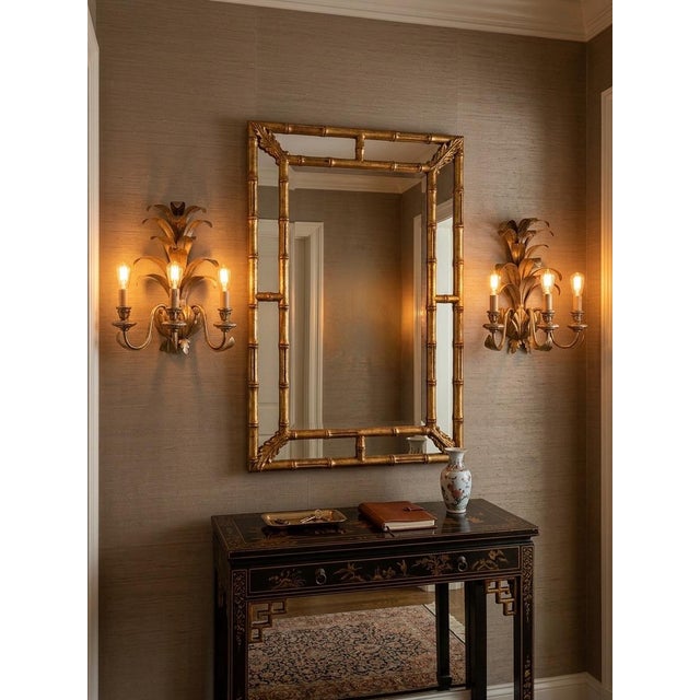 Brass Pair of Vintage Gilt Metal Pineapple Wall Sconces For Sale - Image 8 of 12