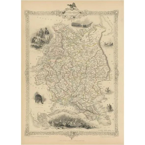 Mid 19th Century Antique Map of Russia in Europe by Tallis, 1851 For Sale - Image 5 of 5