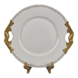 Elegant Vintage Limoges L. Bernardaud Gilded Handles Floral Border D & C France Platter #1