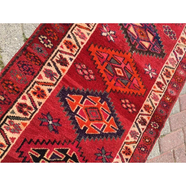 Textile 1960's Kurdish Runner Rug, 129" X 33" For Sale - Image 7 of 9
