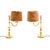 A stylish and very well made pair of vintage brass table lamps with velvet shades. They were made in England, and date...