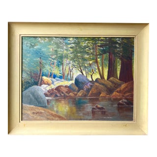 Santa Cruz Forest Carbonero Creek Early Morning Original Oil by Lilllian Heath For Sale