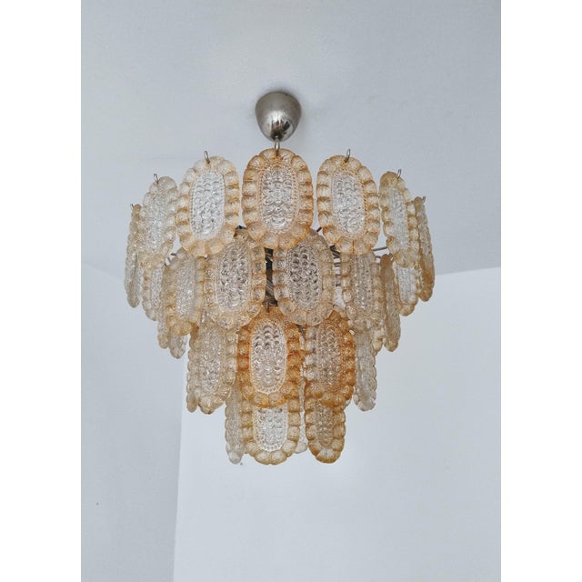 Vintage Four-Tier Pressed Crystal Glass Chandelier, 1960s For Sale - Image 8 of 18