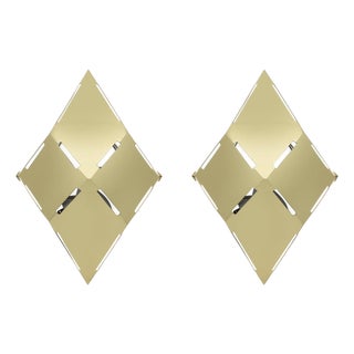 1970s Pair of Gabriella Crespi Brass Sconces For Sale