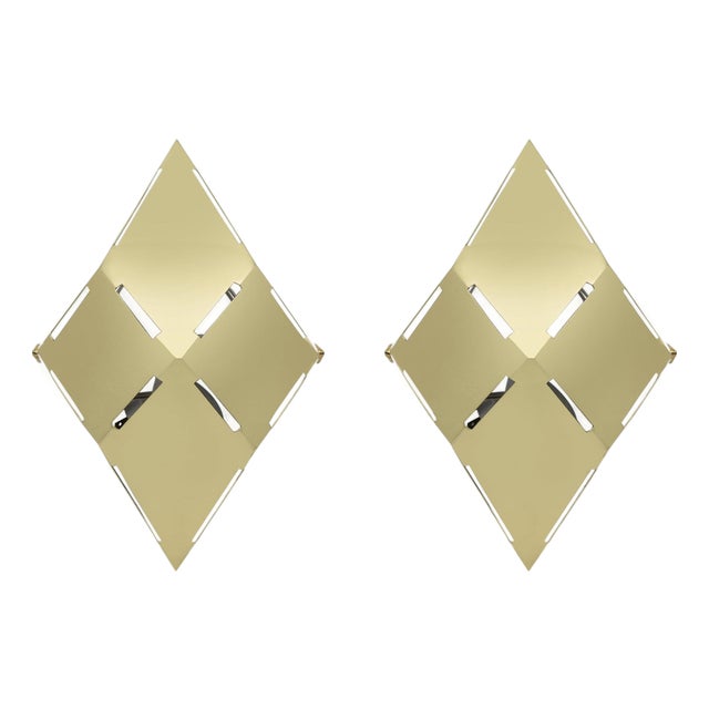 1970s Pair of Gabriella Crespi Brass Sconces For Sale