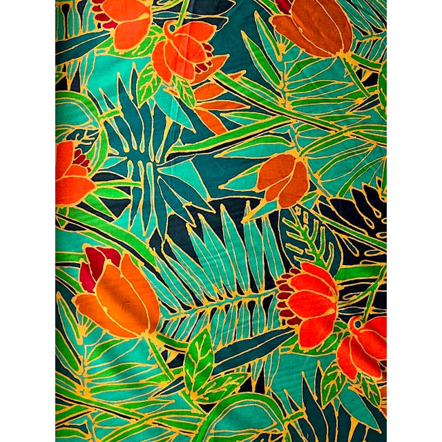 1980s Tropical Jungle Batik Motif Cotton Fabric, 23 Plus Yards For Sale In Miami - Image 6 of 17
