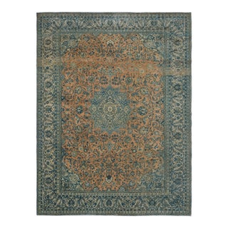 1970s Vintage Persian Handknotted Wool Orange Oversize Area Rug For Sale