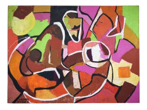 Vintage Mid Century Modern Abstract Expressionist Oil Painting on Canvas C. 1960s