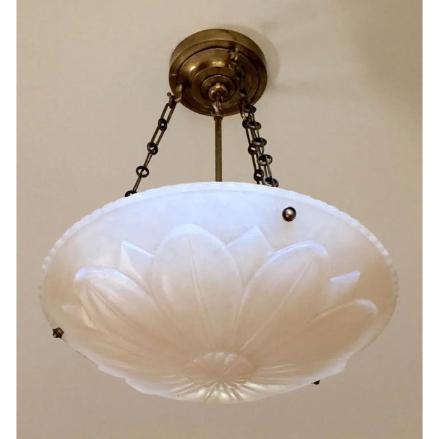 2000 - 2009 Alabaster Dish Ceiling Light From Charles Edwards, 28.5" Drop For Sale - Image 5 of 5