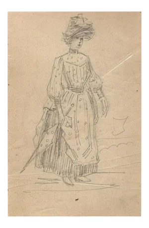 George Auriol - Young Woman With Umbrella - Pencil Drawing - 1890s