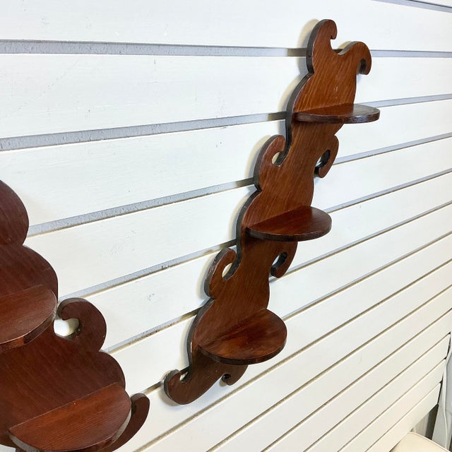 1940s Vintage Americana Boho Chic Folk Art Wall Mounted Display Shelves - A Pair For Sale - Image 6 of 10