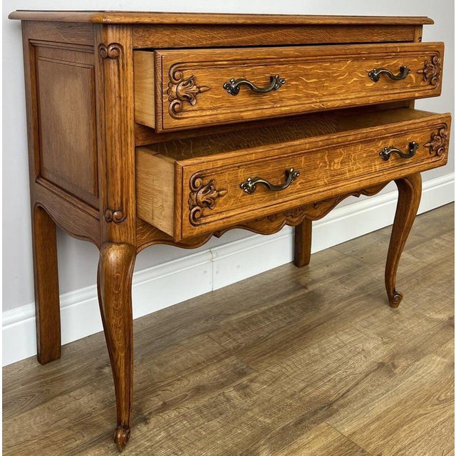 Vintage French Louis Style Oak Chest of 2 Drawers For Sale - Image 14 of 15