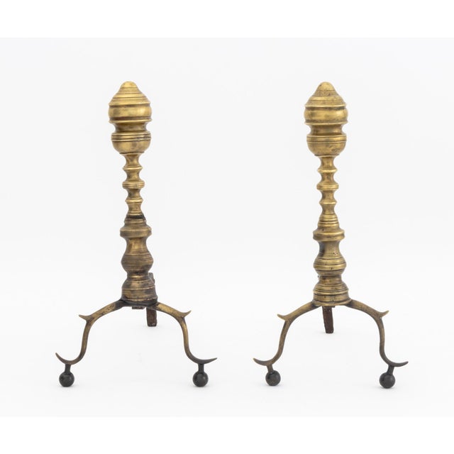 Mid 20th Century Federal Style Brass Andirons, Pair For Sale - Image 5 of 7