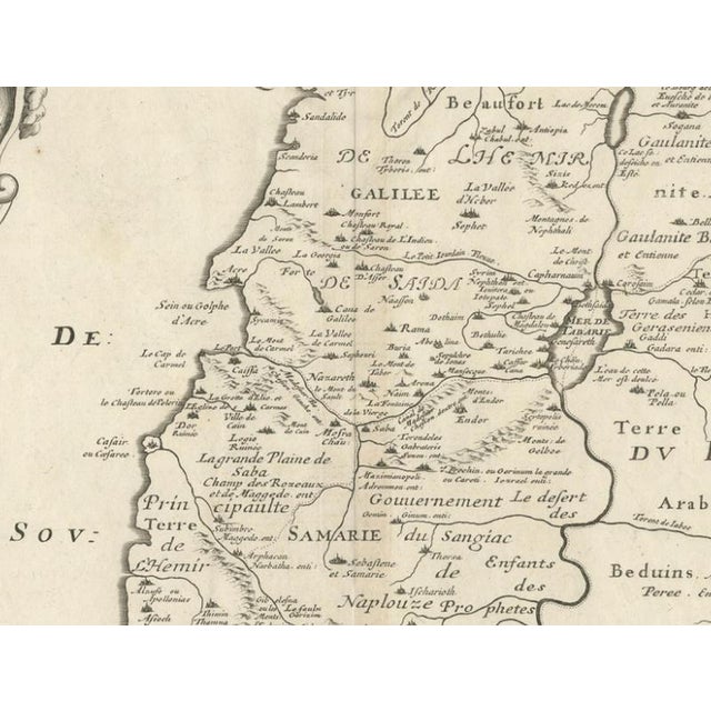 Paper Antique Map of Holy Land from Rue De La Rue Paris, 1700 For Sale - Image 7 of 11