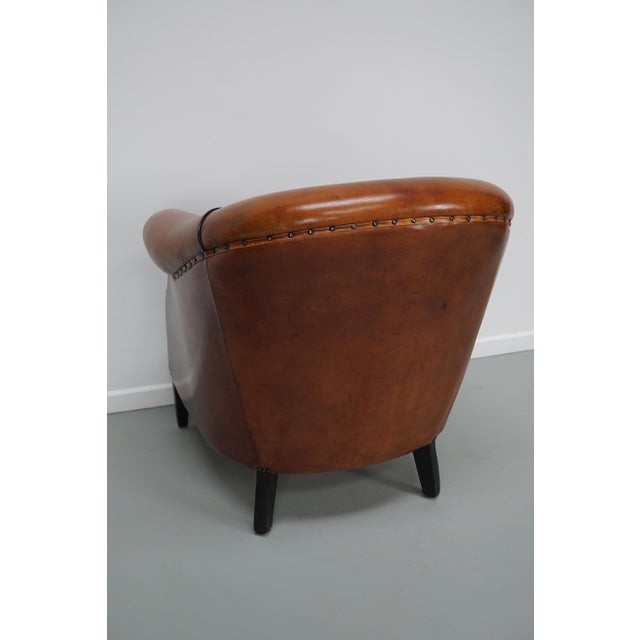 Vintage Dutch Cognac Colored Leather Club Chair For Sale - Image 13 of 18