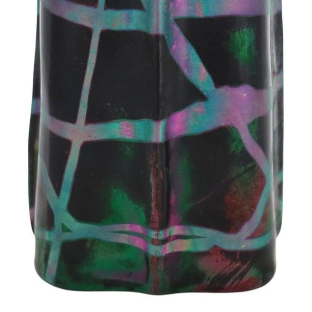 Abstract Austrian Palme Konig Tapered Art Glass Vase With Iridescent Treading C1910 For Sale - Image 3 of 7