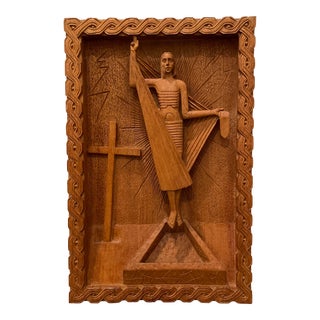 Modernist French Carved Religious Icon For Sale